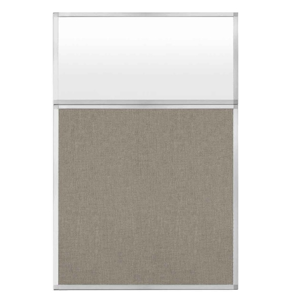 Hush Panel Configurable Cubicle Partition 4' x 6' W/ Window Warm Pebble Fabric Frosted Window
